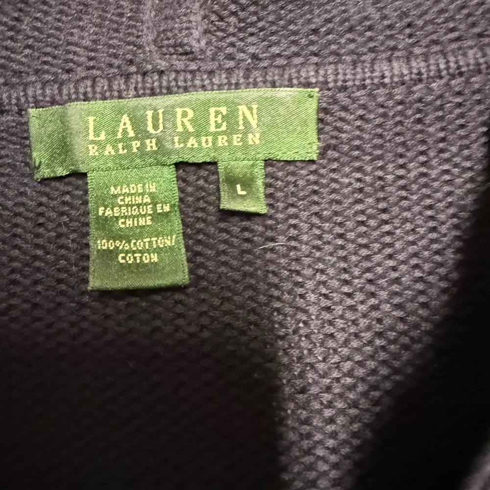 Lauren Ralph Lauren Navy Hooded Cardigan Half Sleeve Sweater Toggle Button